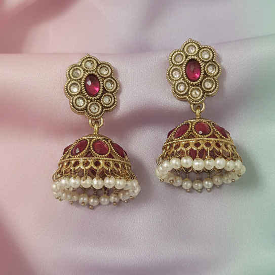 #LC1018 Kundan style stone Jhumkas
