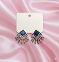#LC1058 Sapphire and silver fan Earrings