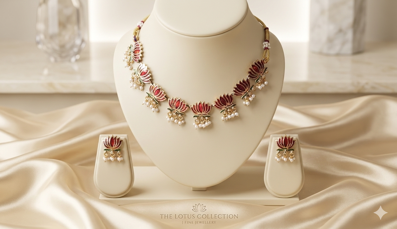 #LC1062 Lotus Chain with earrings