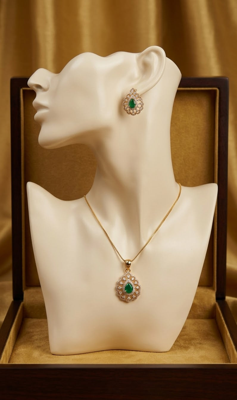 #LC1241 Tear drop pendant with earring