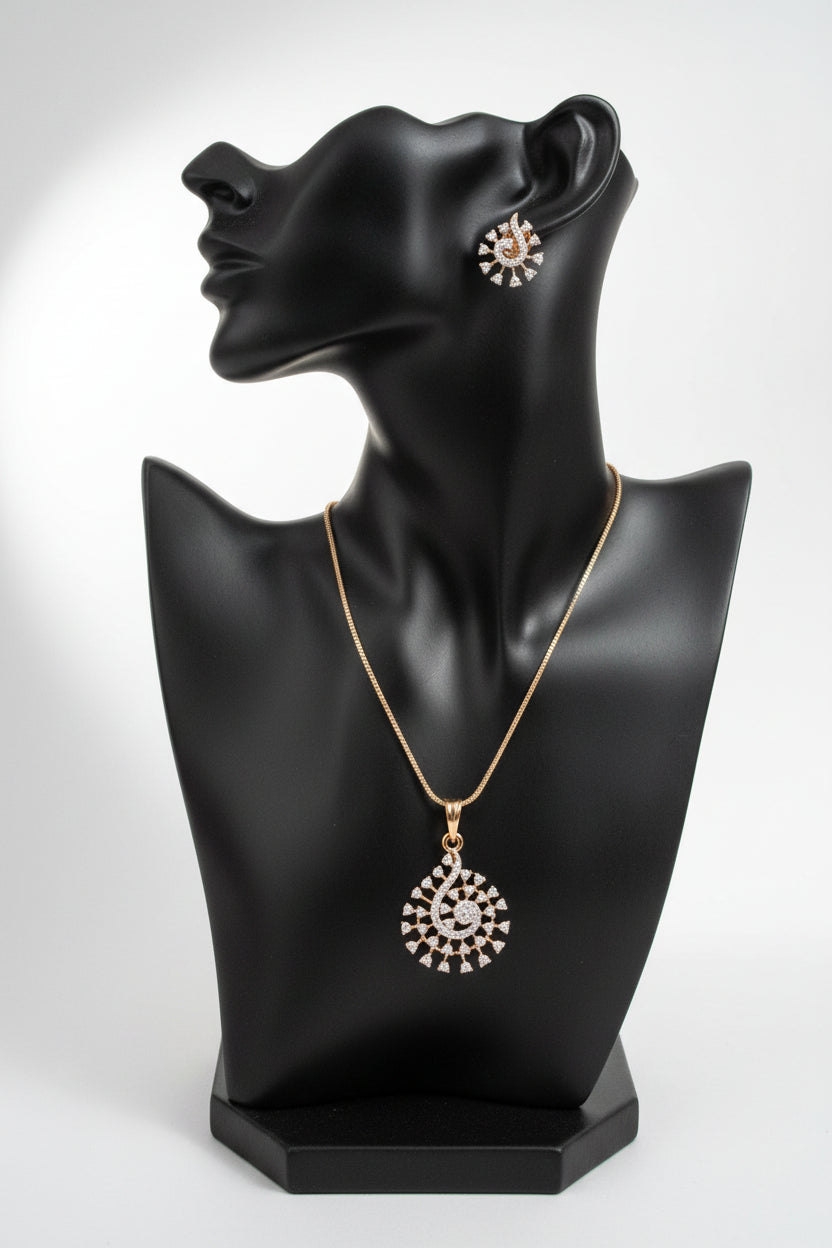 #LC1249 Rain drop pendant necklace with earring