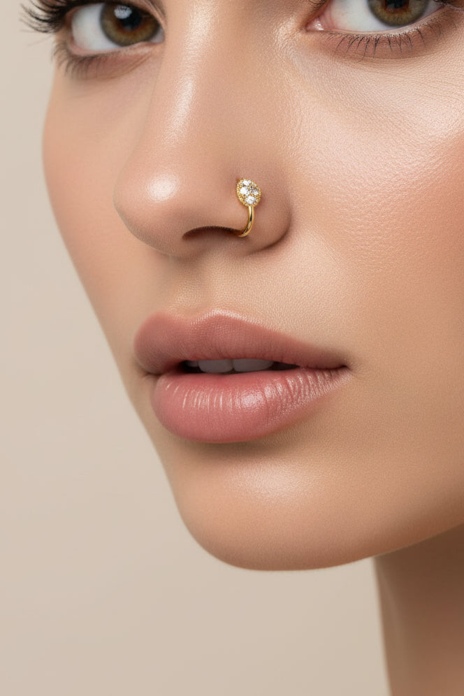 #LC1152 clip-on nose stud metals and stone.