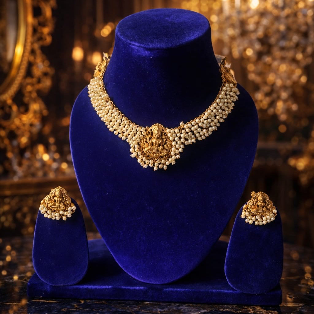 #LC1132 Choker necklace set featuring lakshmi