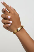#LC1345 daisy white flower cuff bracelet