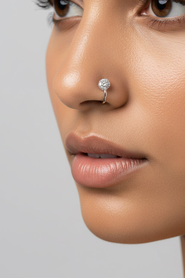 #LC1152 clip-on nose stud metals and stone.