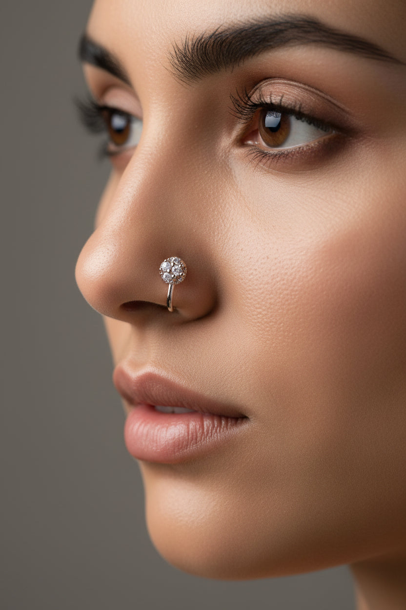 #LC1152 clip-on nose stud metals and stone.