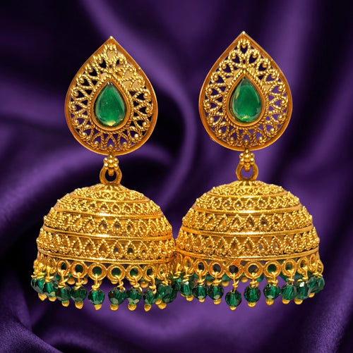 #LC1036 Traditional Jhumka with Bead Detailing