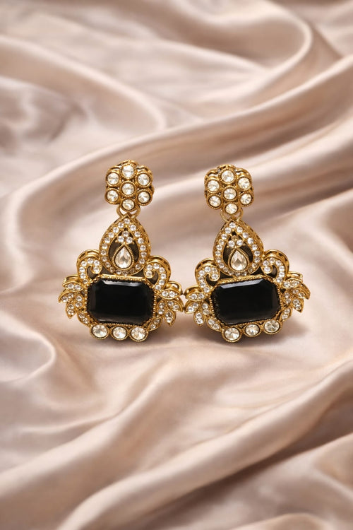 #LC1041 Royal Onyx Bloom Earrings