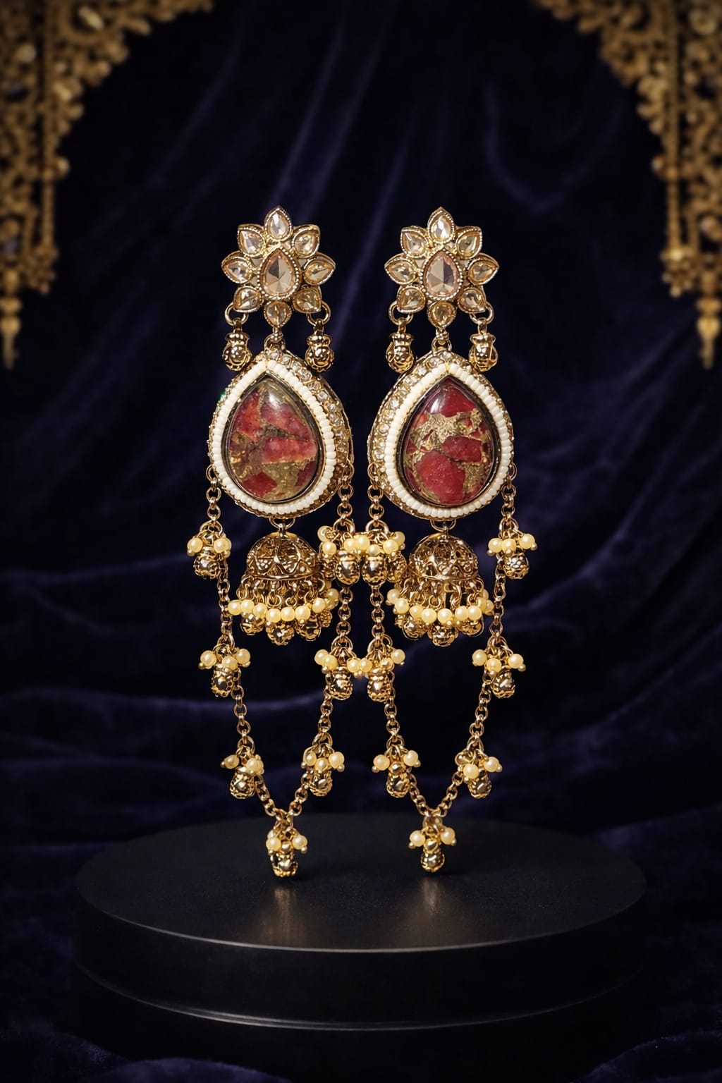 #LC1042 Regal Ruby Aura Jhumka