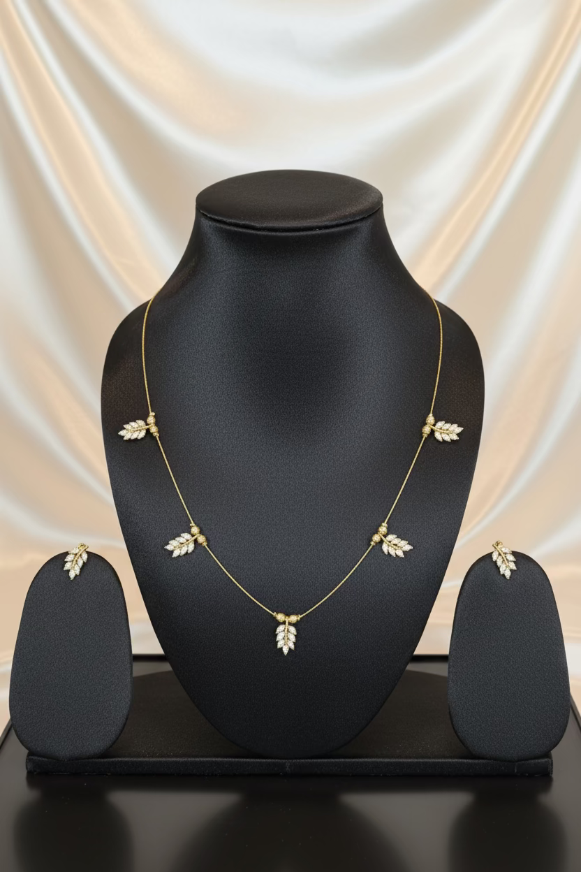 #LC1312 Invisible Necklace -leafy white