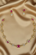 #LC1315 Cubic Zirconia Geometric Choker Set
