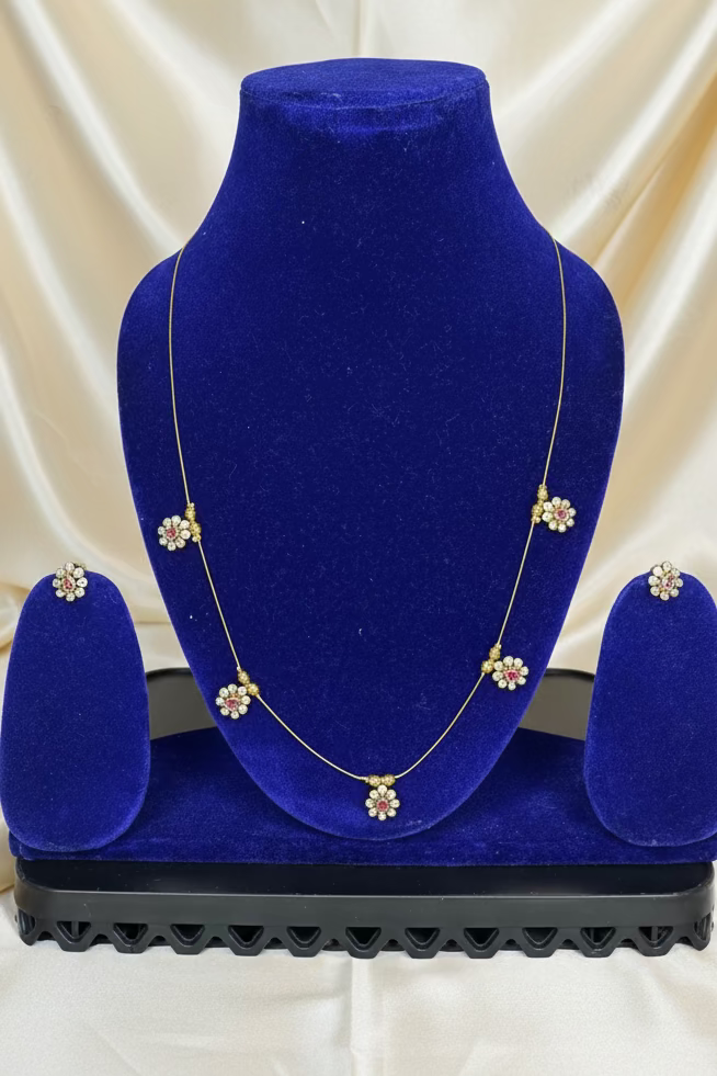 #LC1317 Invisible Mugappu Necklace Set