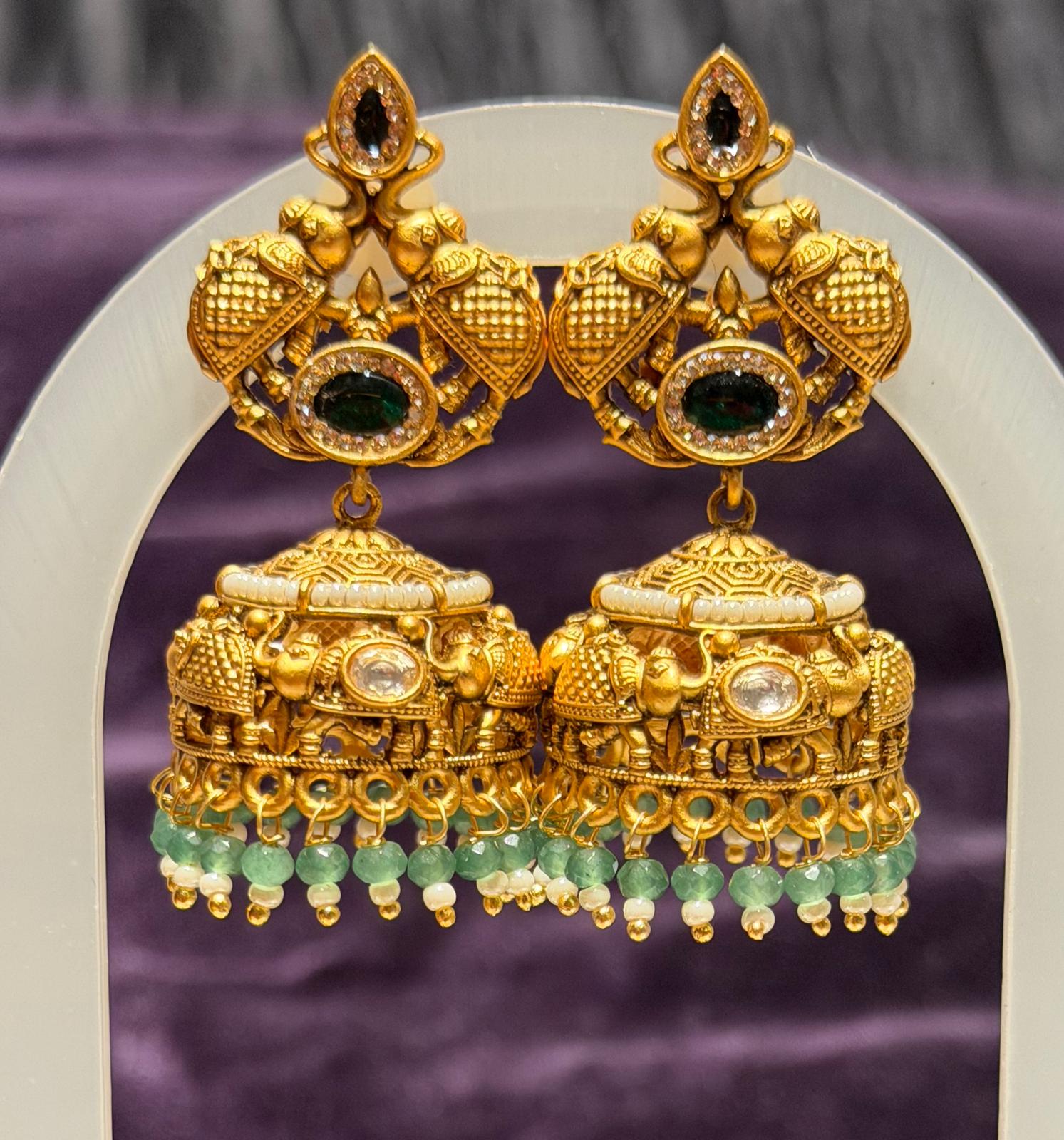 #LC1038 Gold Plated Temple Jhumka