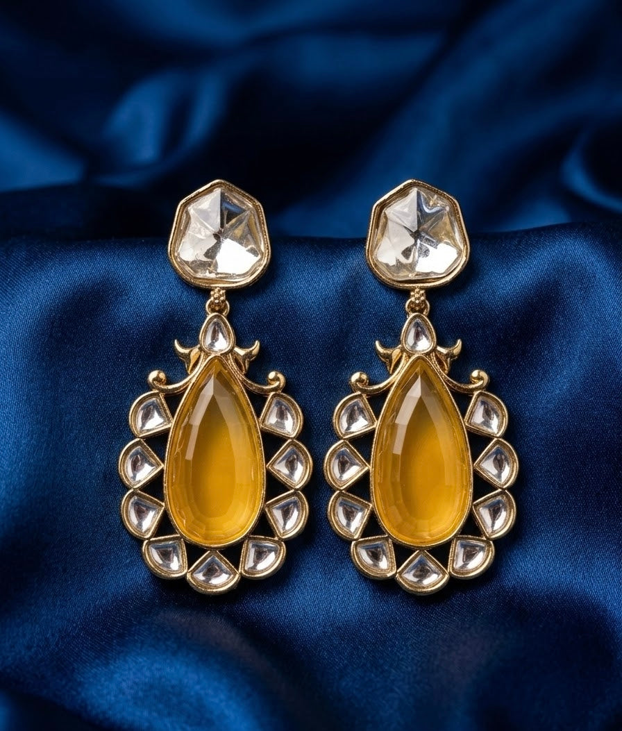 #LC1027 Itrani Golden Glow Floral Yellow Leaf Drops