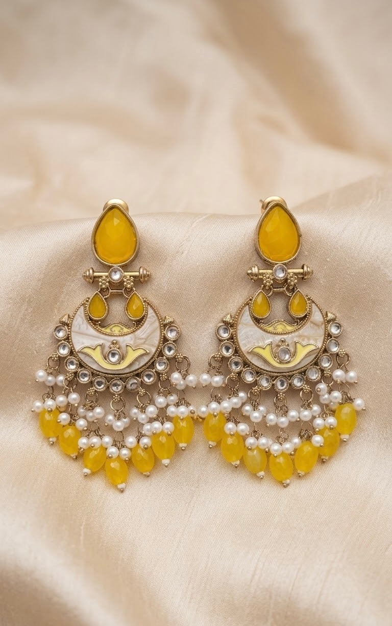 #LC1028 Beaded drop contemporary chandbalis