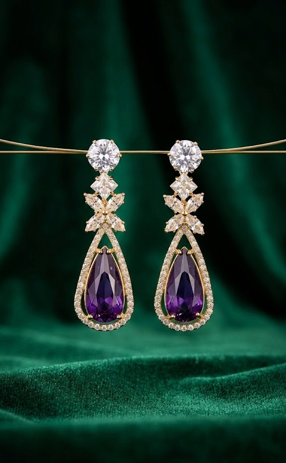#LC1031 Teardrop crystal drop earrings