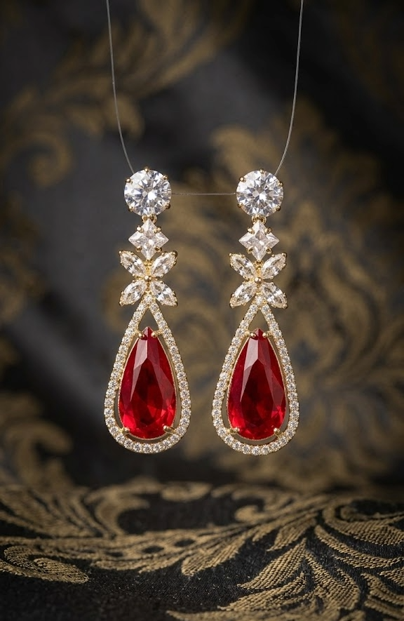 #LC1031 Teardrop crystal drop earrings