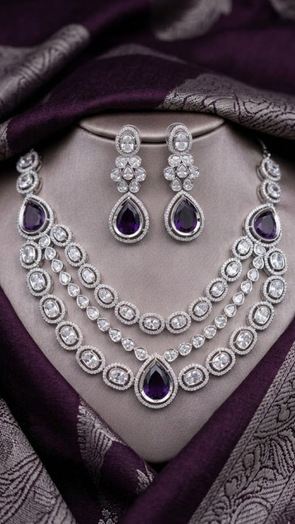 #LC1156 Indian-style American Diamond necklace set