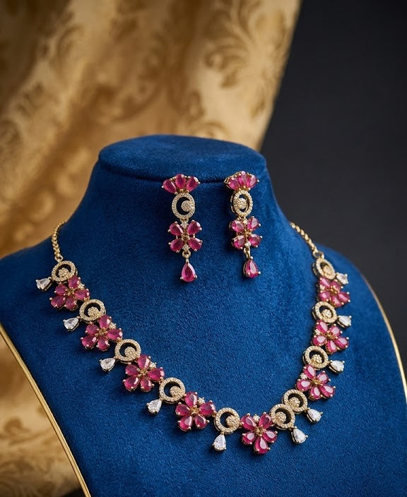 #LC1159 Gemstones necklace set featuring for weddings or parties
