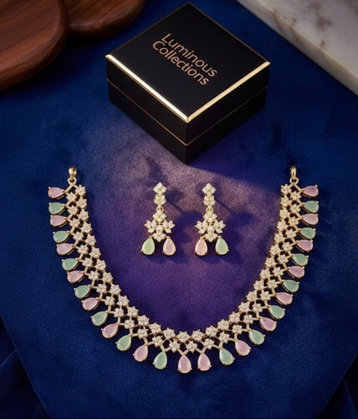 #LC1163 CZ Choker Necklace Set