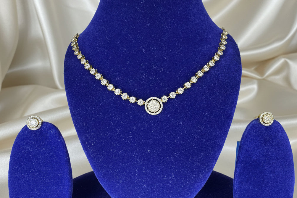 #1316 Halo Tennis Necklace Set