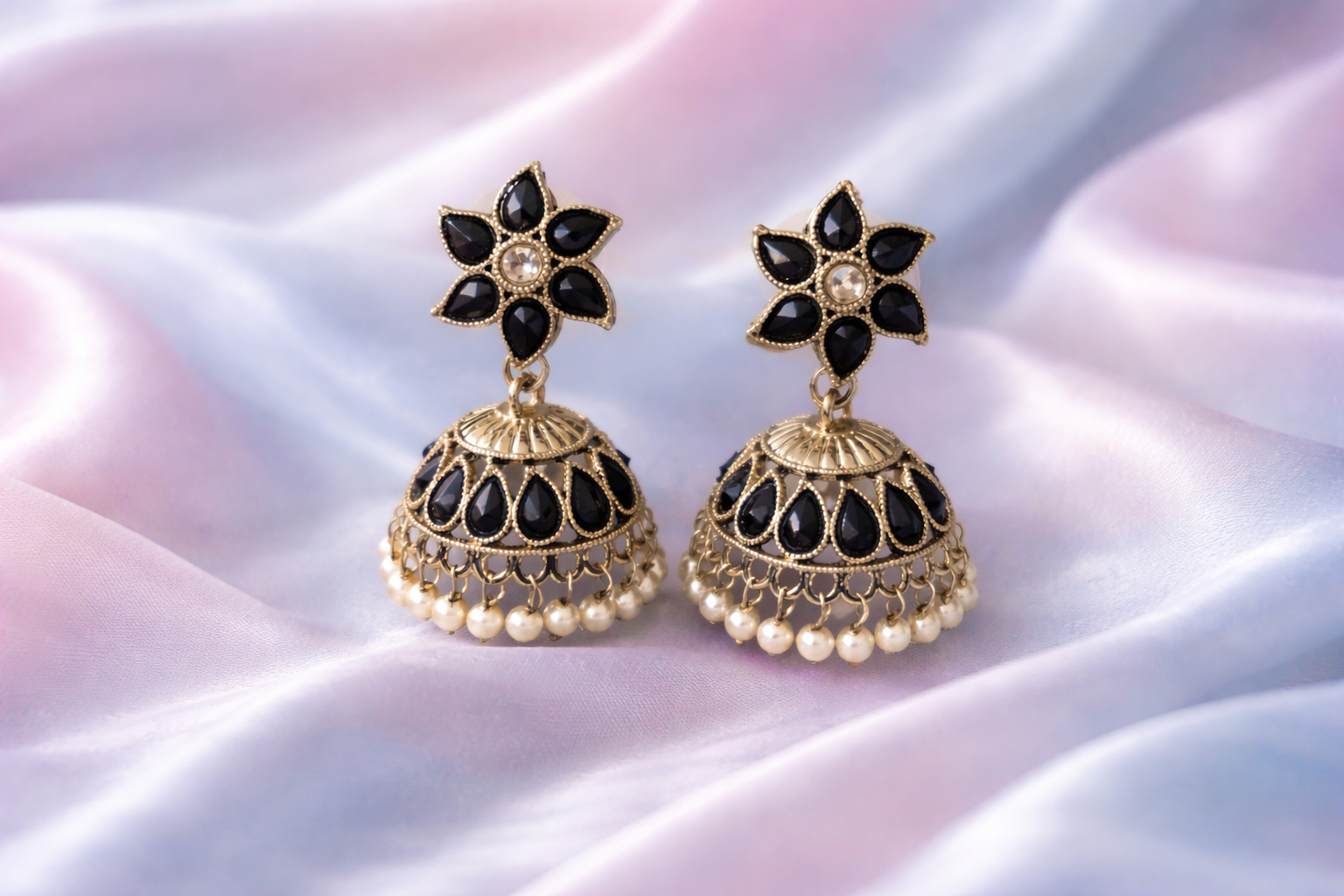 #LC1020 Antique finish floral jhumkas