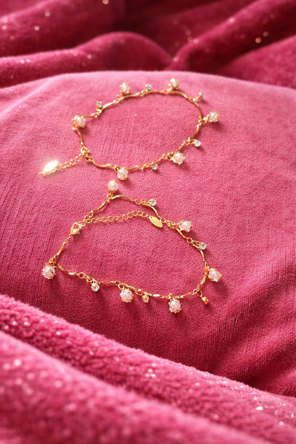 #LC1197 Golden pearl charm anklet