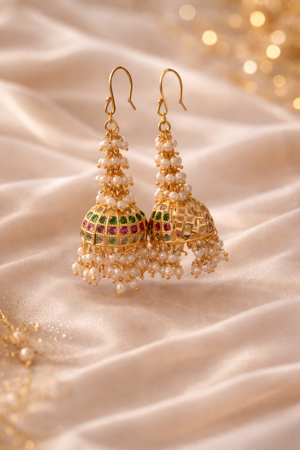 #LC1032 Royal Pearl Jhumka Earrings