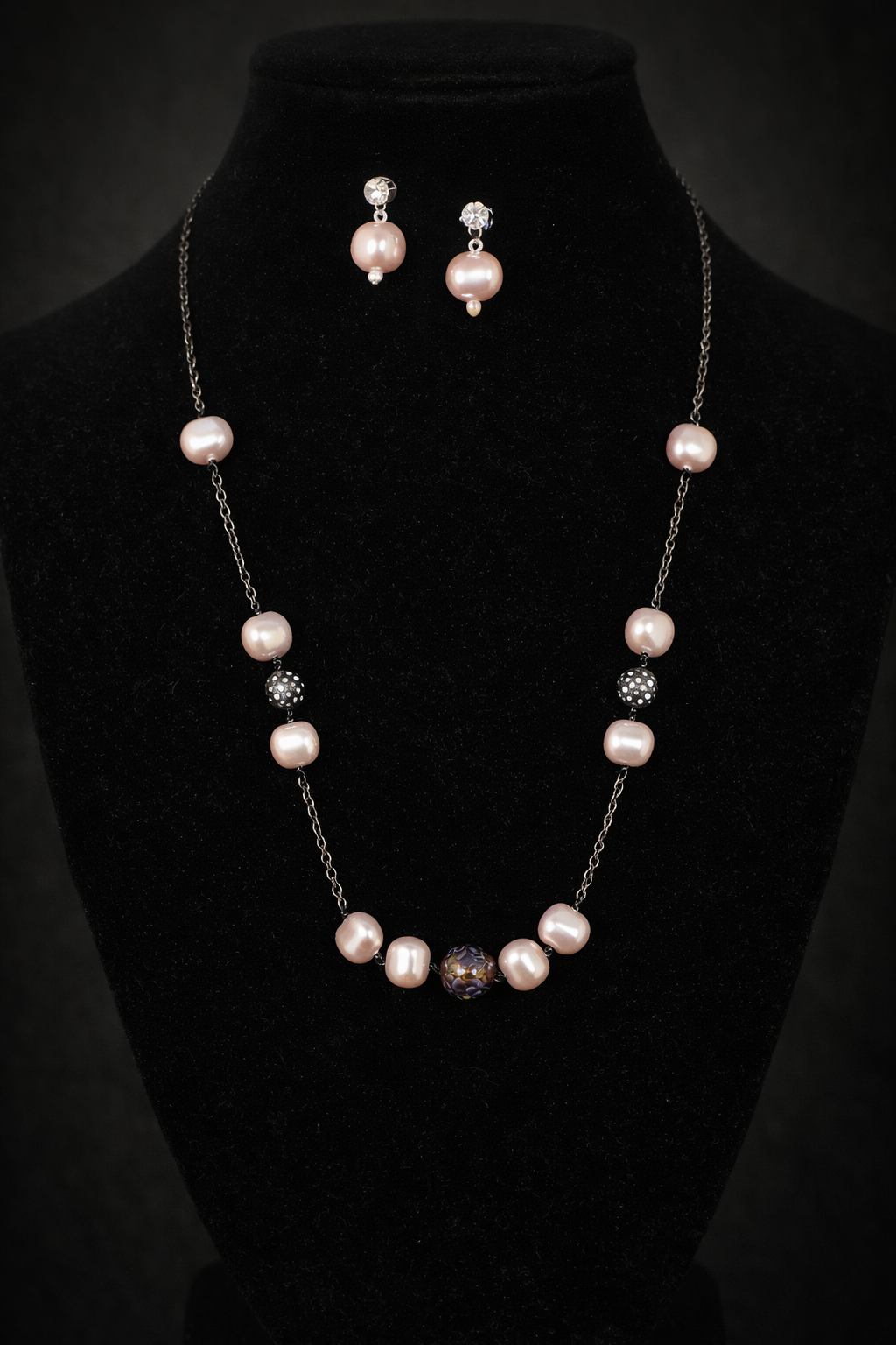 #LC1189 Blush noir pearl set
