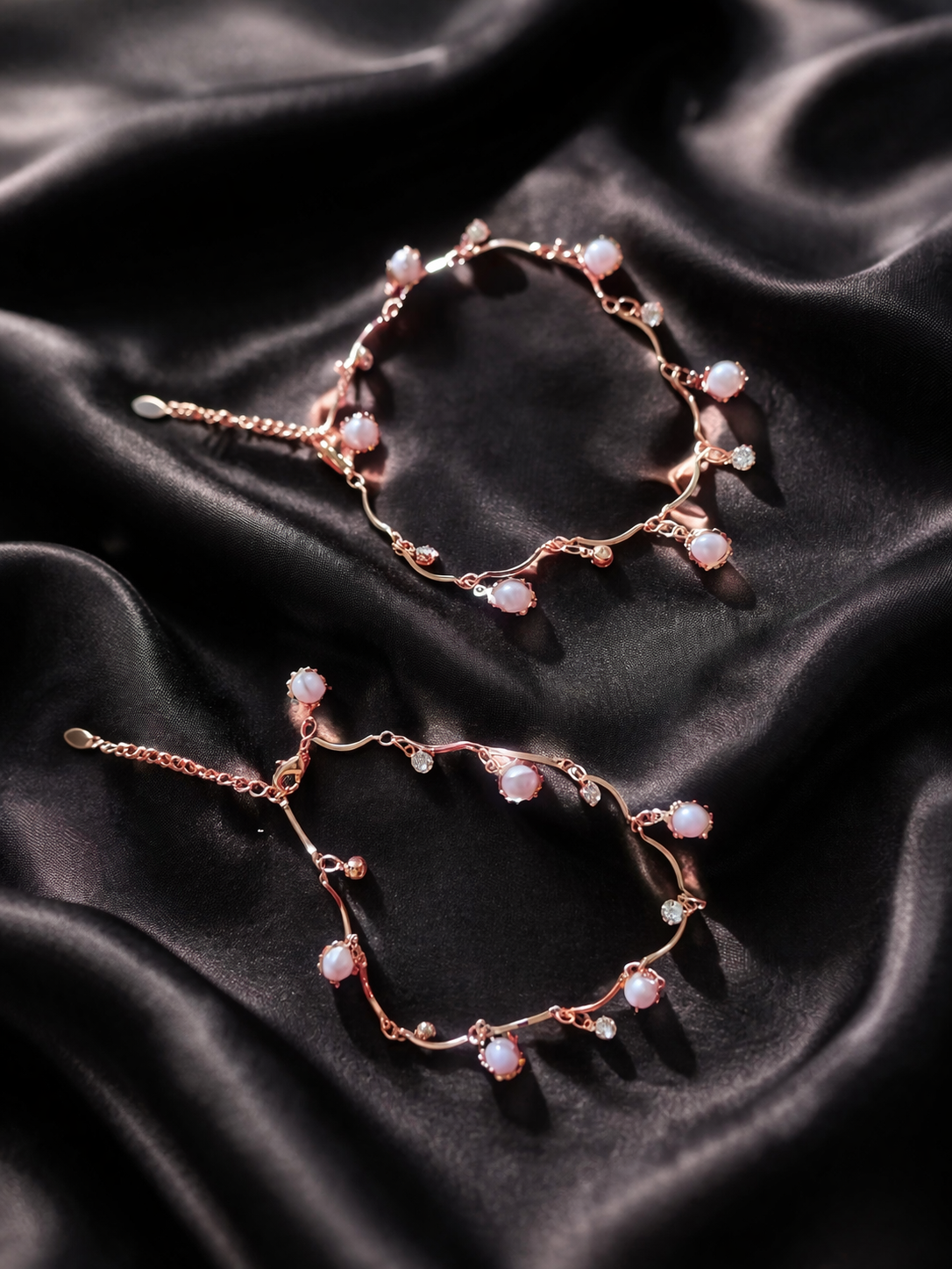 #LC1197 Golden pearl charm anklet