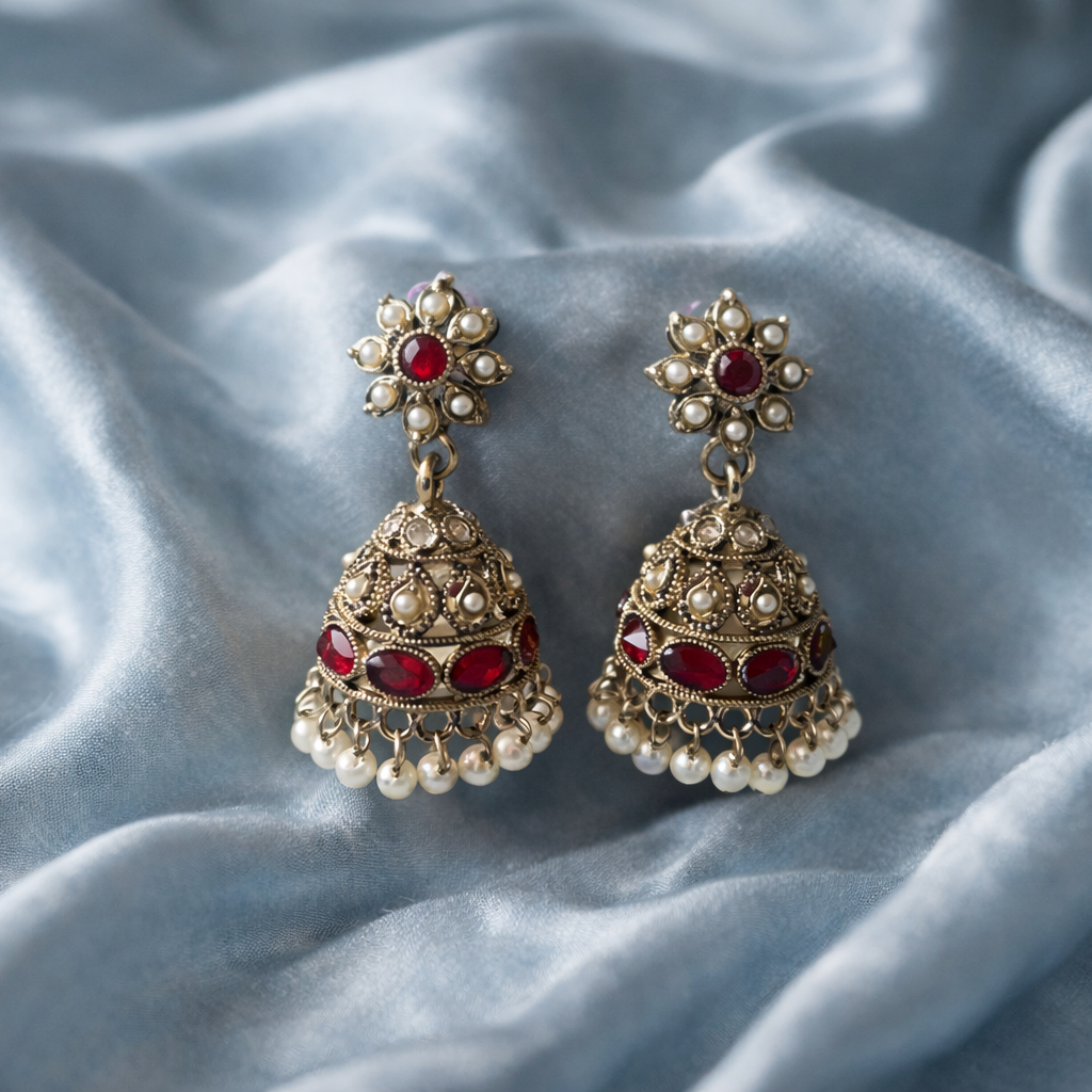 #LC1019 Classic indian oxidized jhumka