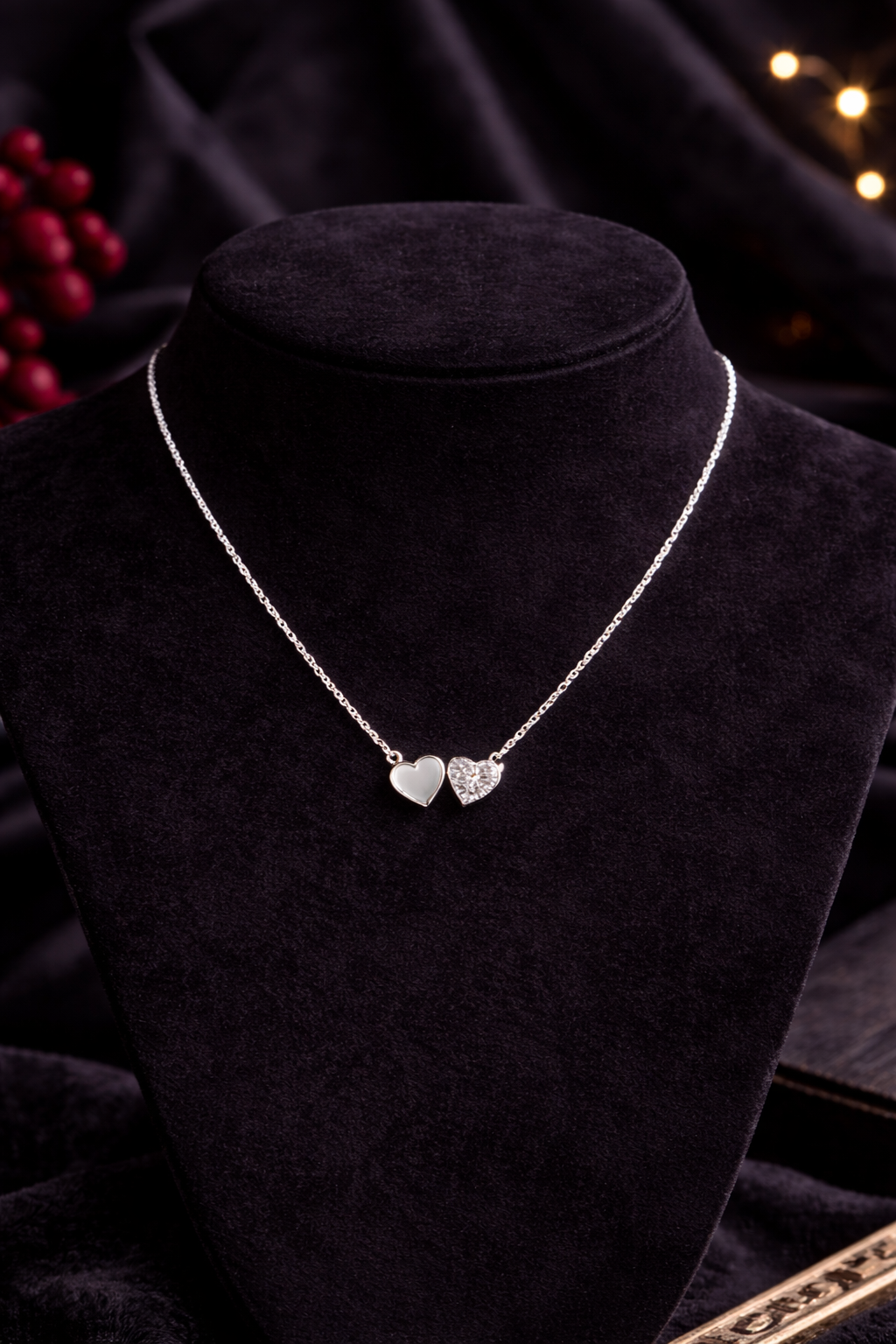 #LC1167 Duo heart elegance necklace