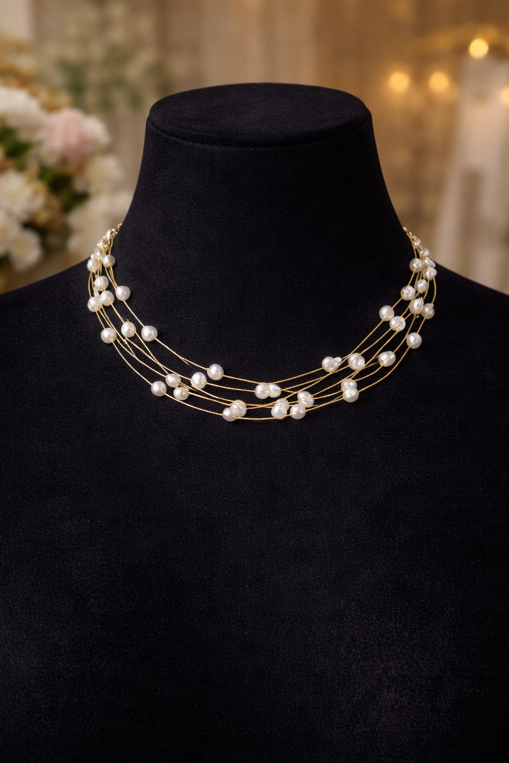 #LC1172 Multilayer round pearl necklace