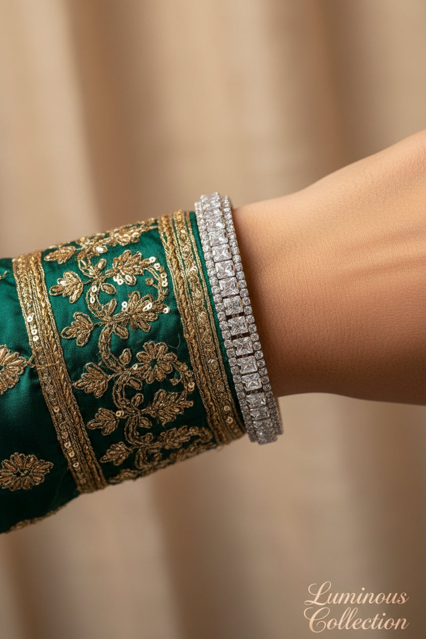 #LC1141 gold-toned tennis kada embellished with princess-cut