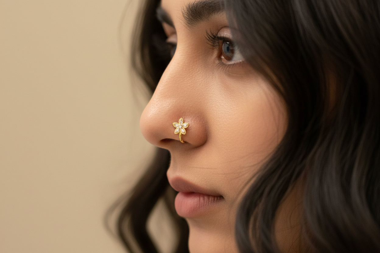 #LC1151  floral-designed nose ring