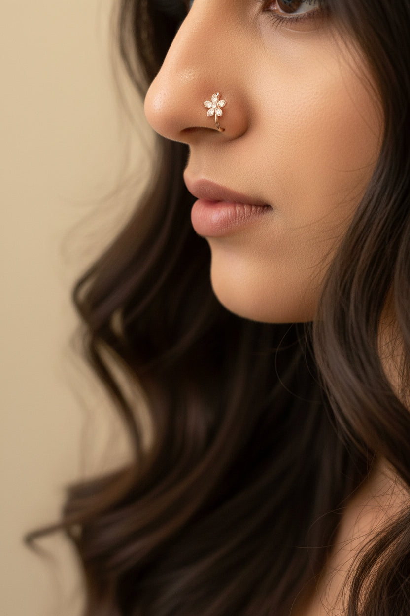 #LC1151  floral-designed nose ring