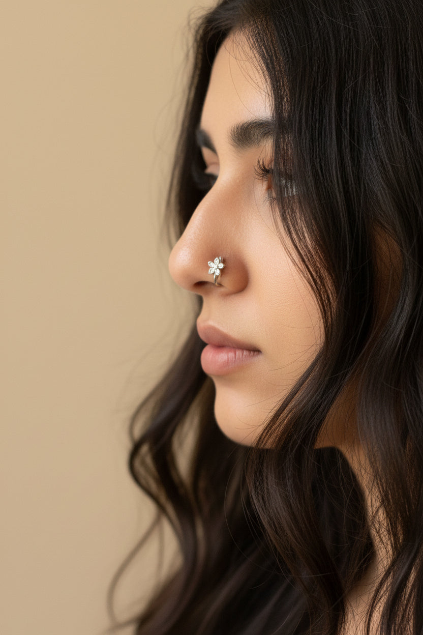 #LC1151  floral-designed nose ring