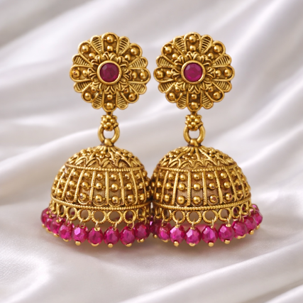 #LC1005 Trendy ruby stone jumka