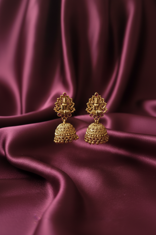 #LC1004 South Indian temple jewelry jhumkas - Lakshmi goddess