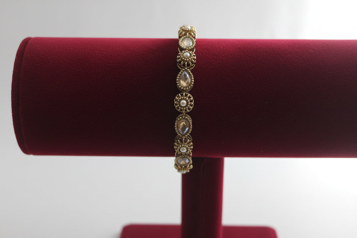 #LC1205 Flower Stone Bangles 2pc