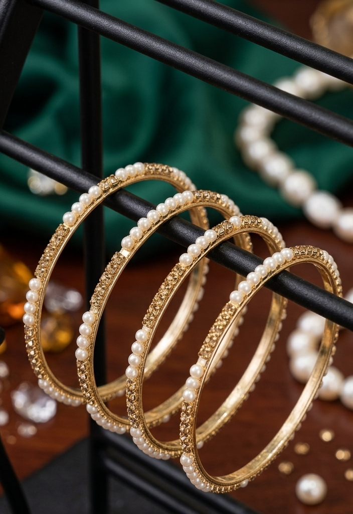#LC1200 Halo Pearl Set Bangles (4 pieces)