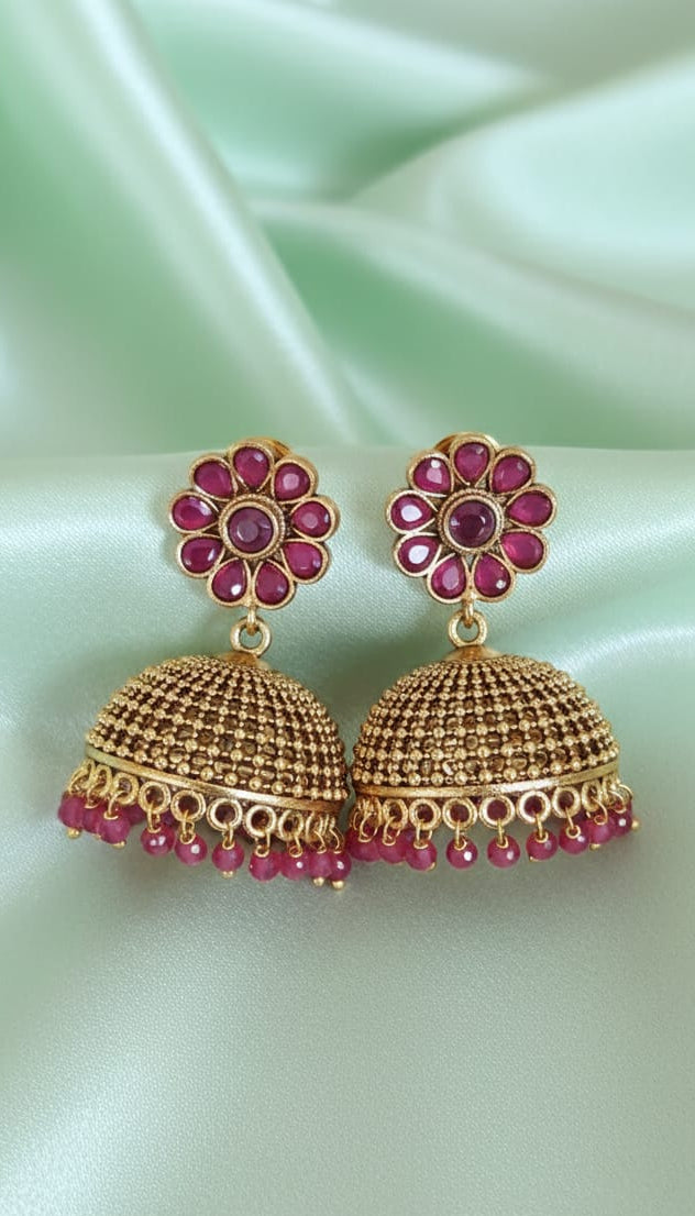 #LC1012 Ethnic flower stud jhumka