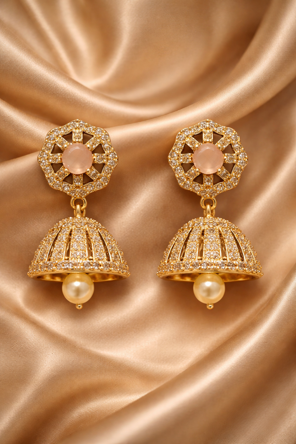 #LC1047 Small Royal Floral Jhumka with Pearl Drop