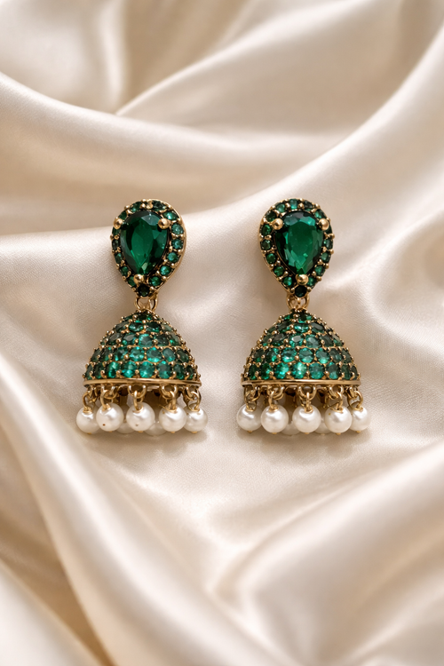 #LC1046 Antique Gold Pearl Drop Jhumka