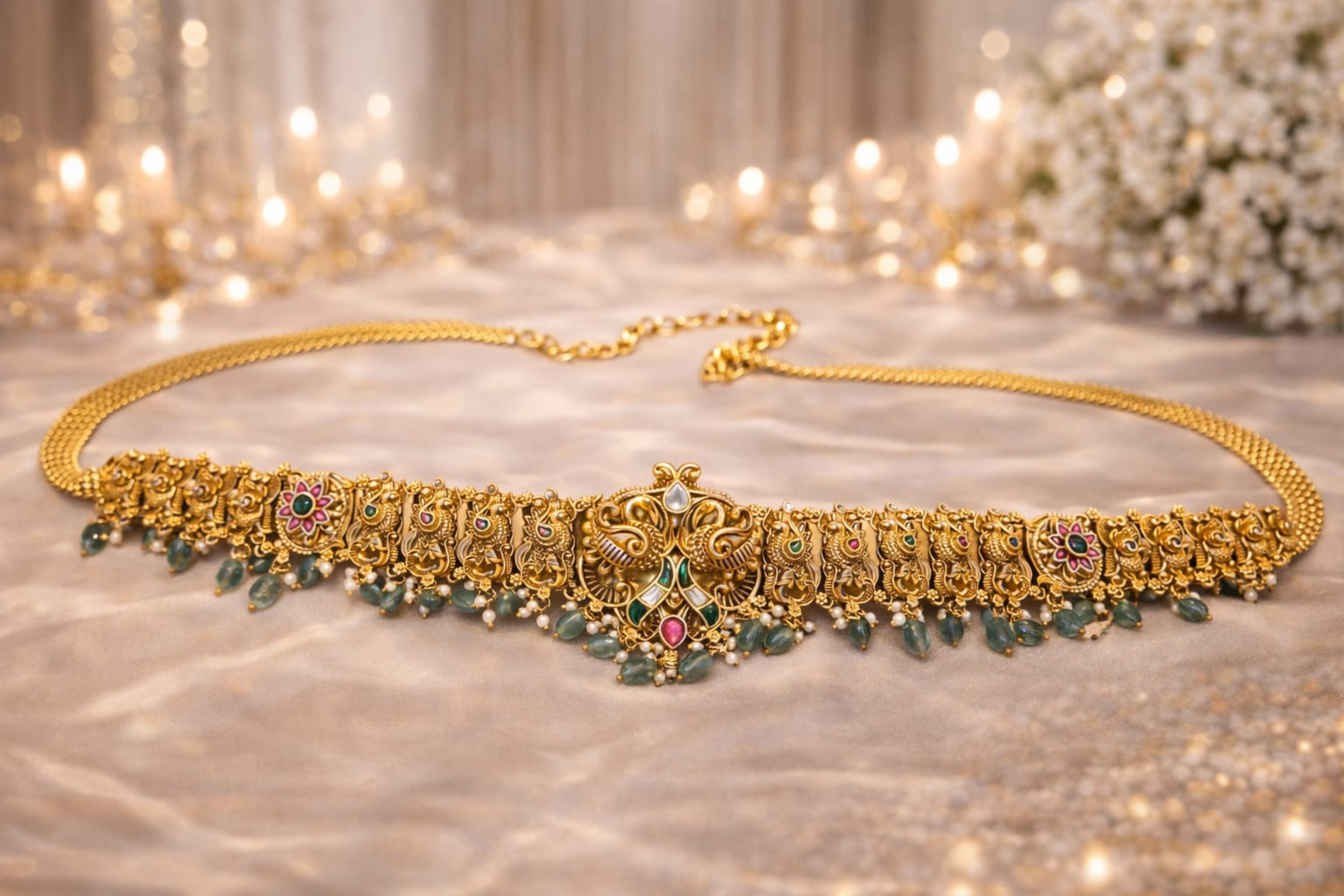 #LC1113 Peacock hip chain