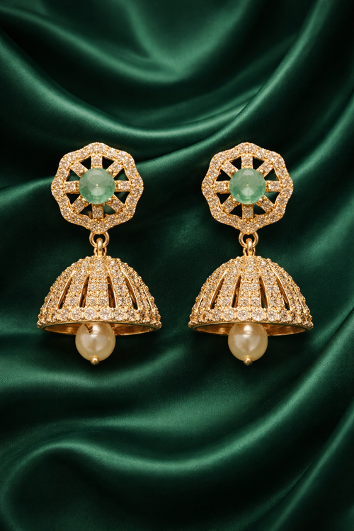 #LC1047 Small Royal Floral Jhumka with Pearl Drop