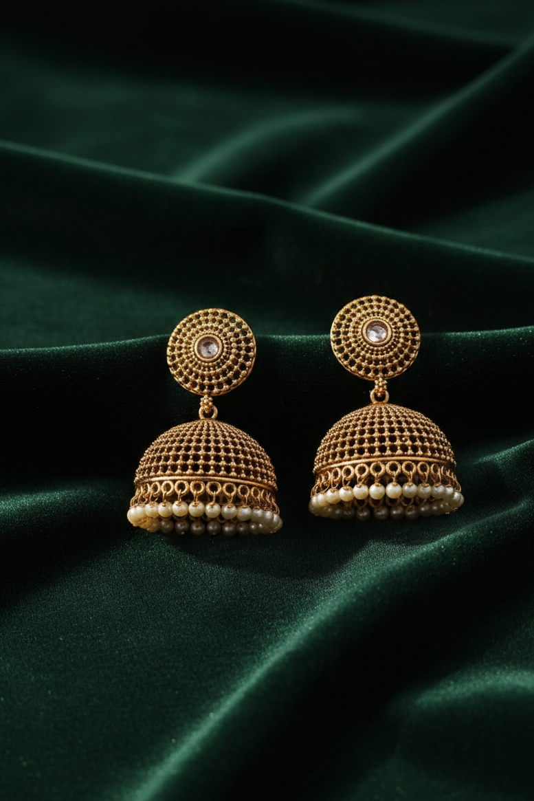 #LC1016 Traditional Indian gold-plated Jhumka